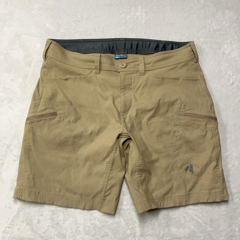 Eddie Bauer First Ascent Guide Pro 9" Shorts Mens 36 Beige Khaki Cargo Hiking